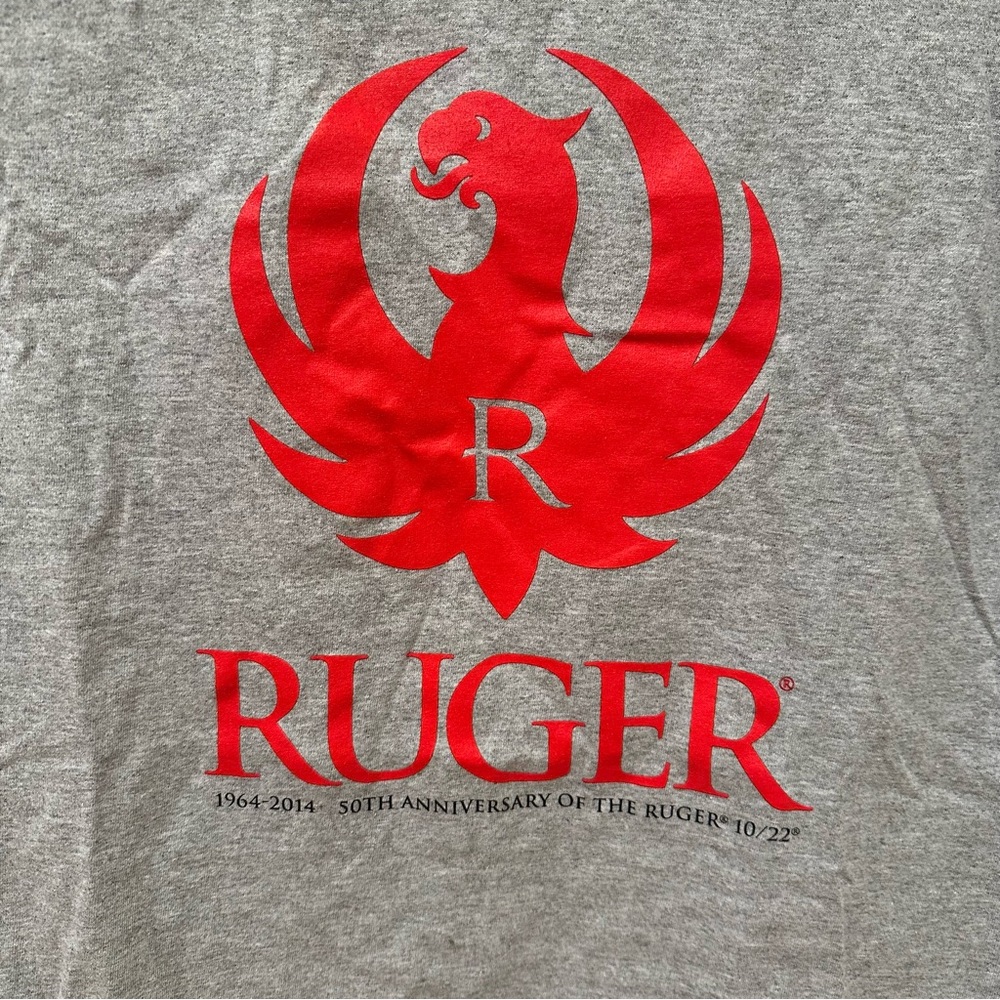 RUGER 50th Anniversary Tee by Hanes, Gray T-Shirt with Red Logo, Size Large - Picture 3 of 5